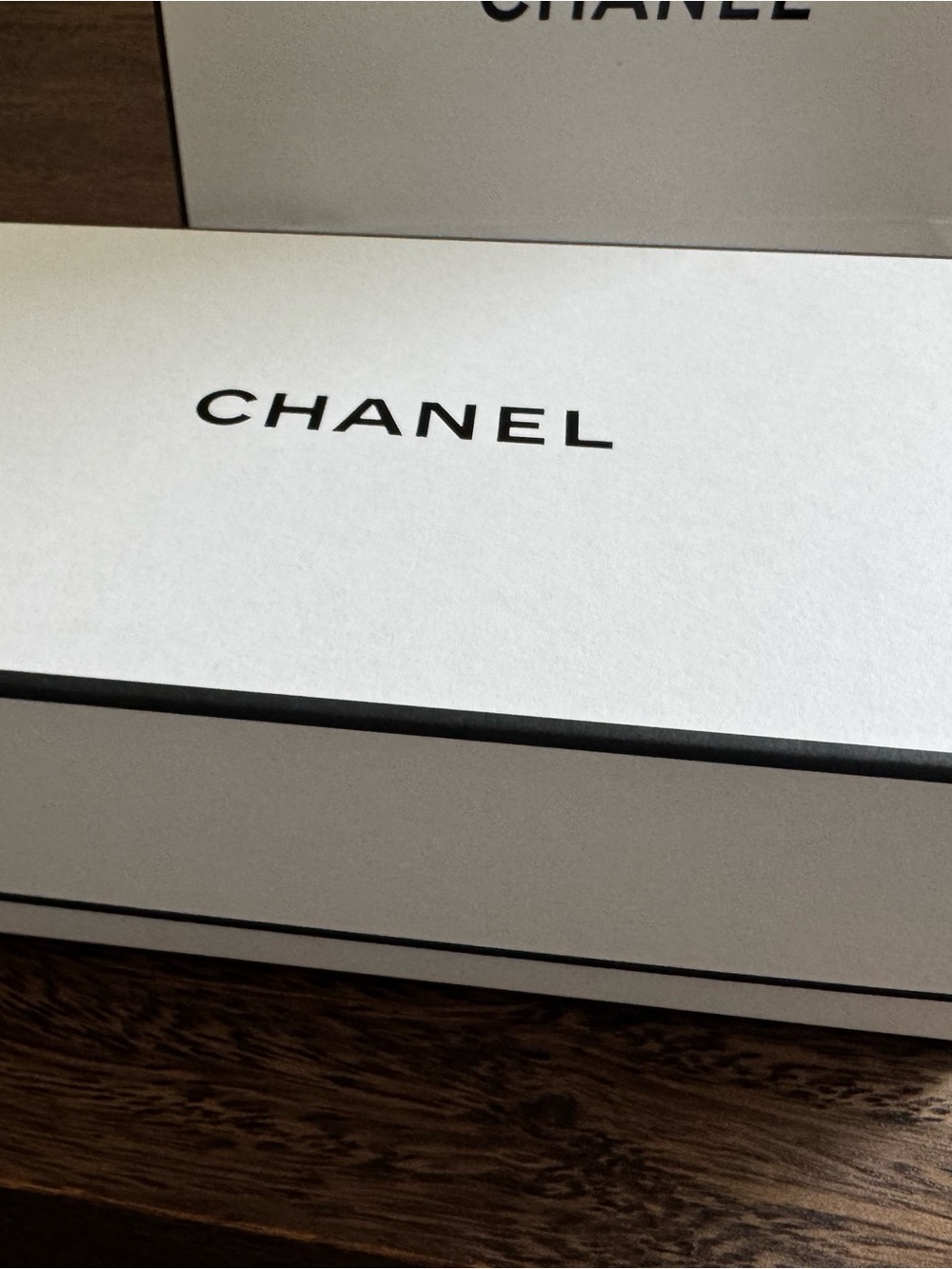 CHANEL White and Black Logo Gift Box